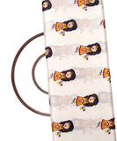 White Colour Kids Print Chinon Silk Fabric