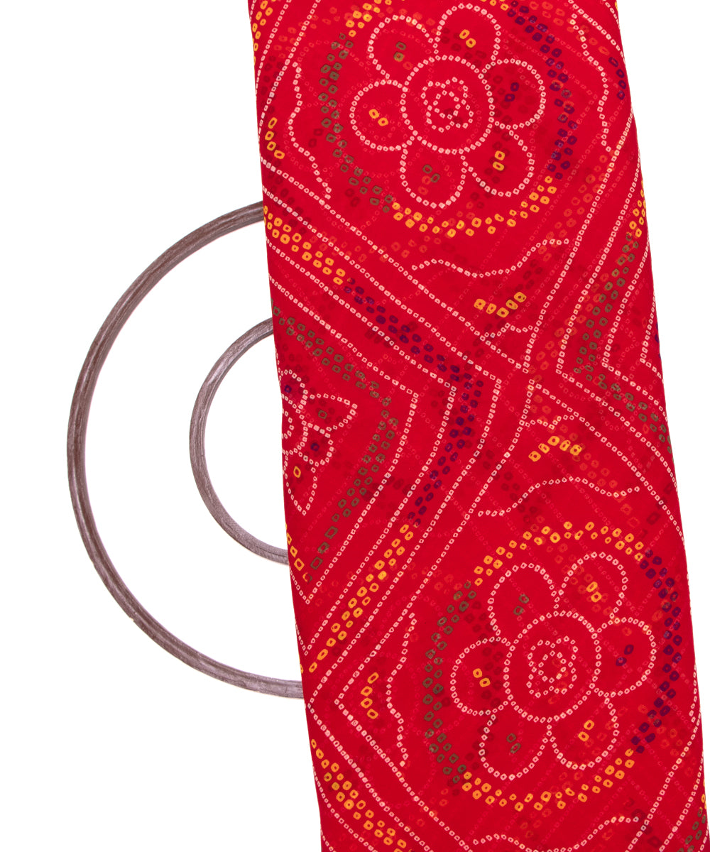 Red Colour Bandhani Print Georgette Fabric