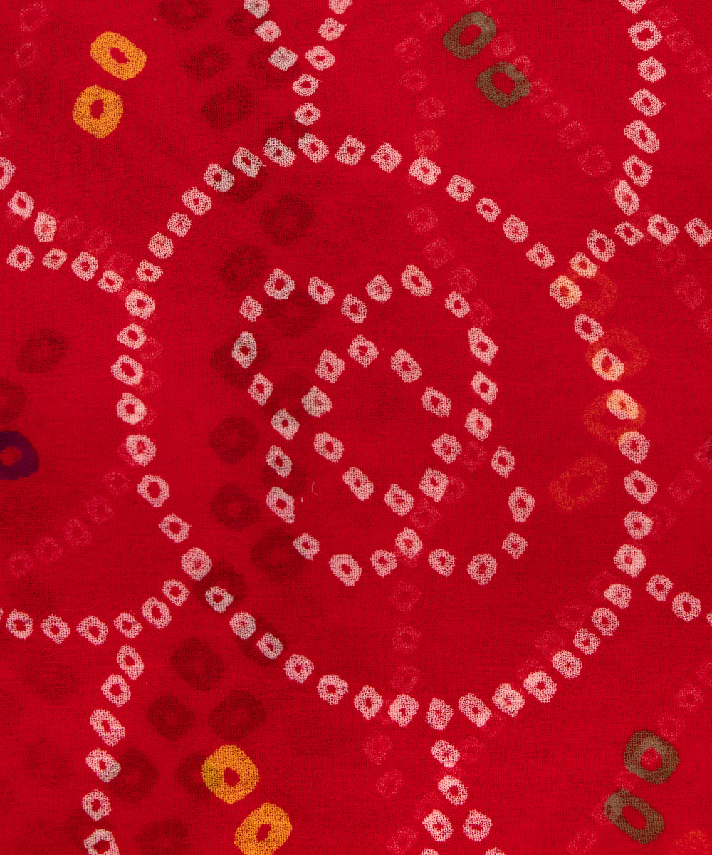 Red Colour Bandhani Print Georgette Fabric