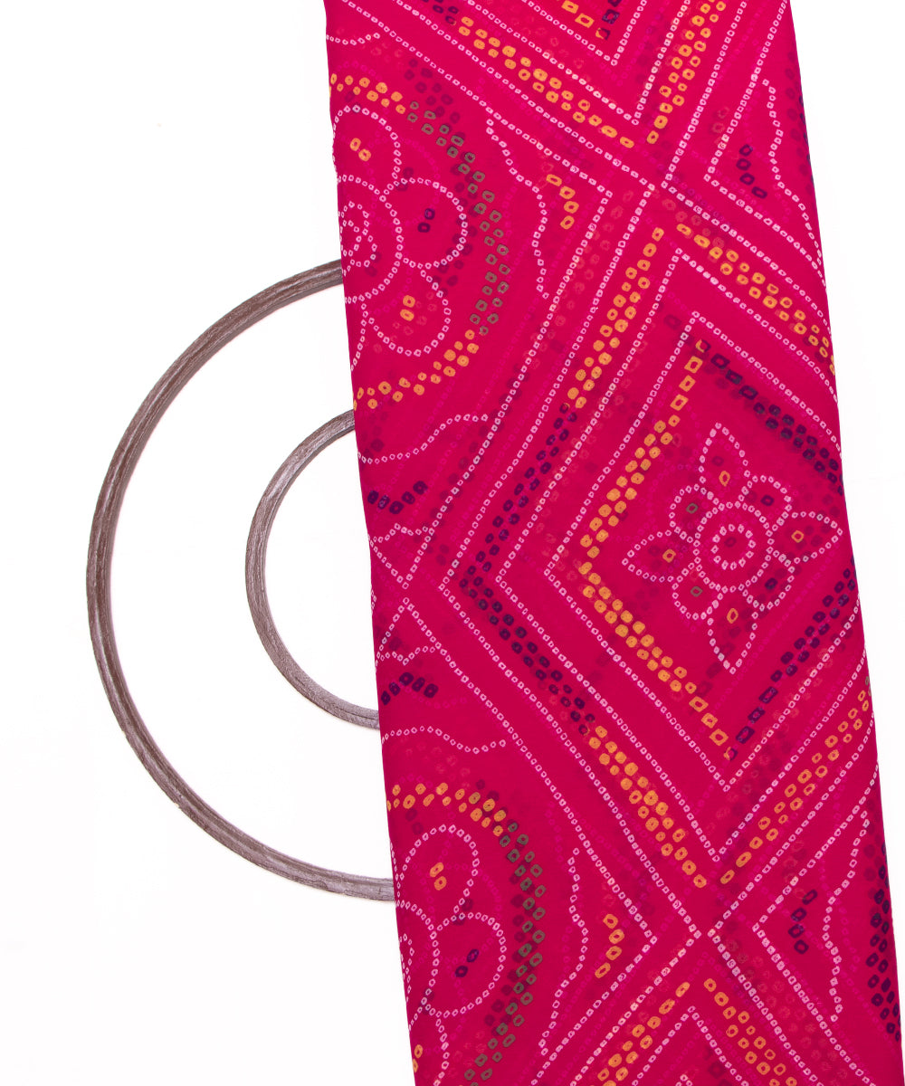 Magenta Colour Bandhani Print Georgette Fabric