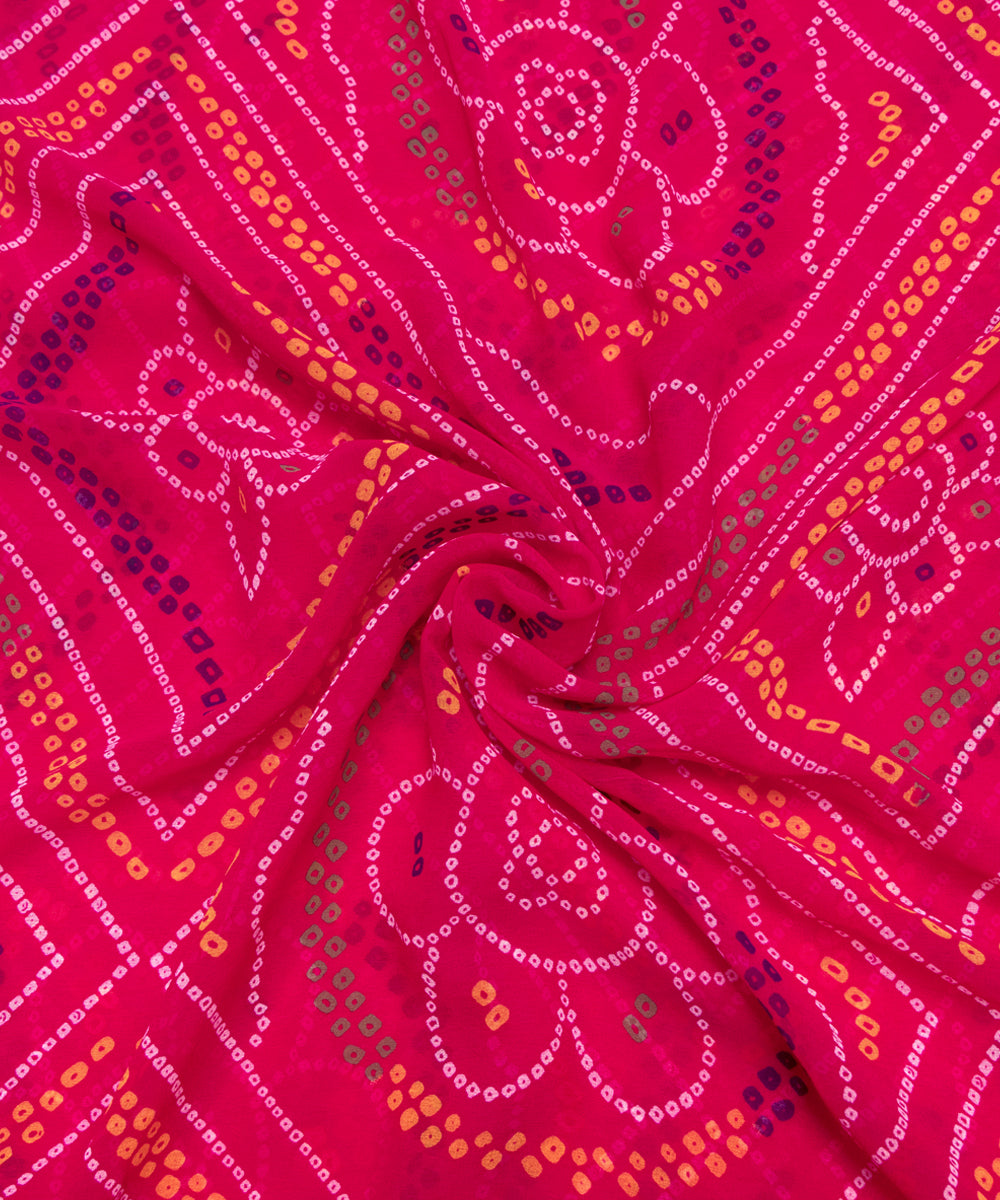 Magenta Colour Bandhani Print Georgette Fabric