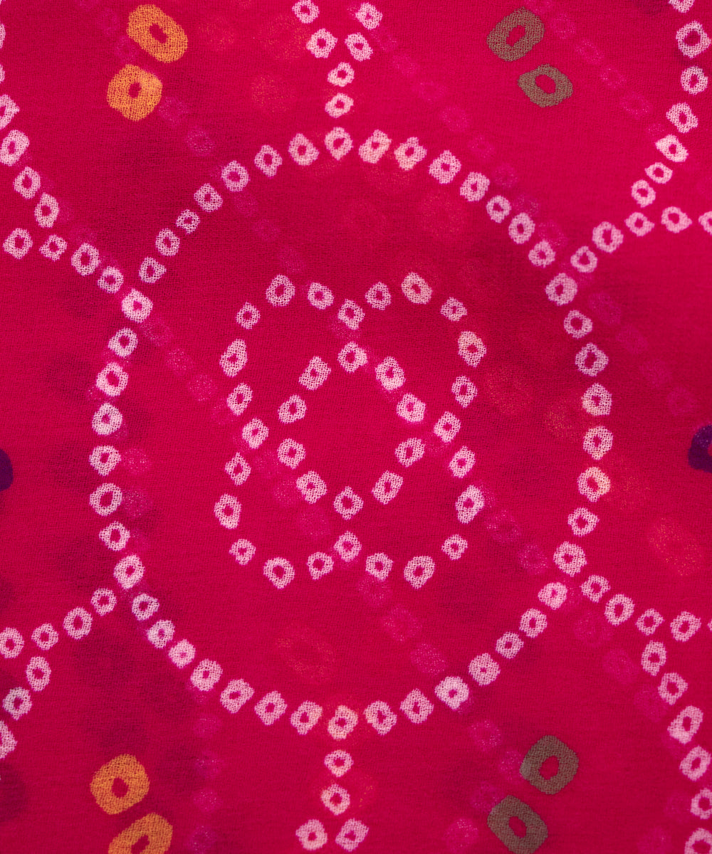 Magenta Colour Bandhani Print Georgette Fabric