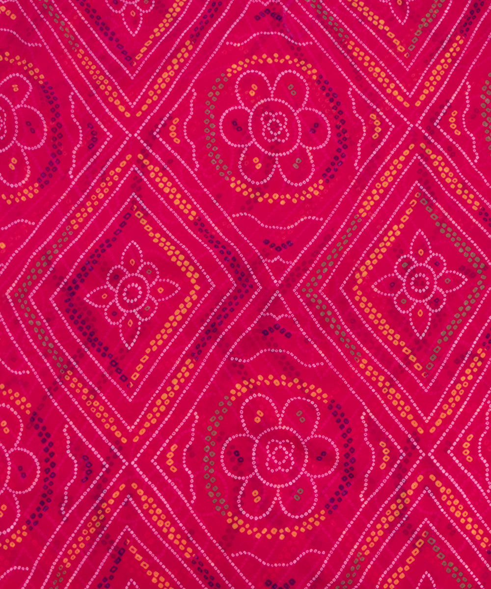 Magenta Colour Bandhani Print Georgette Fabric