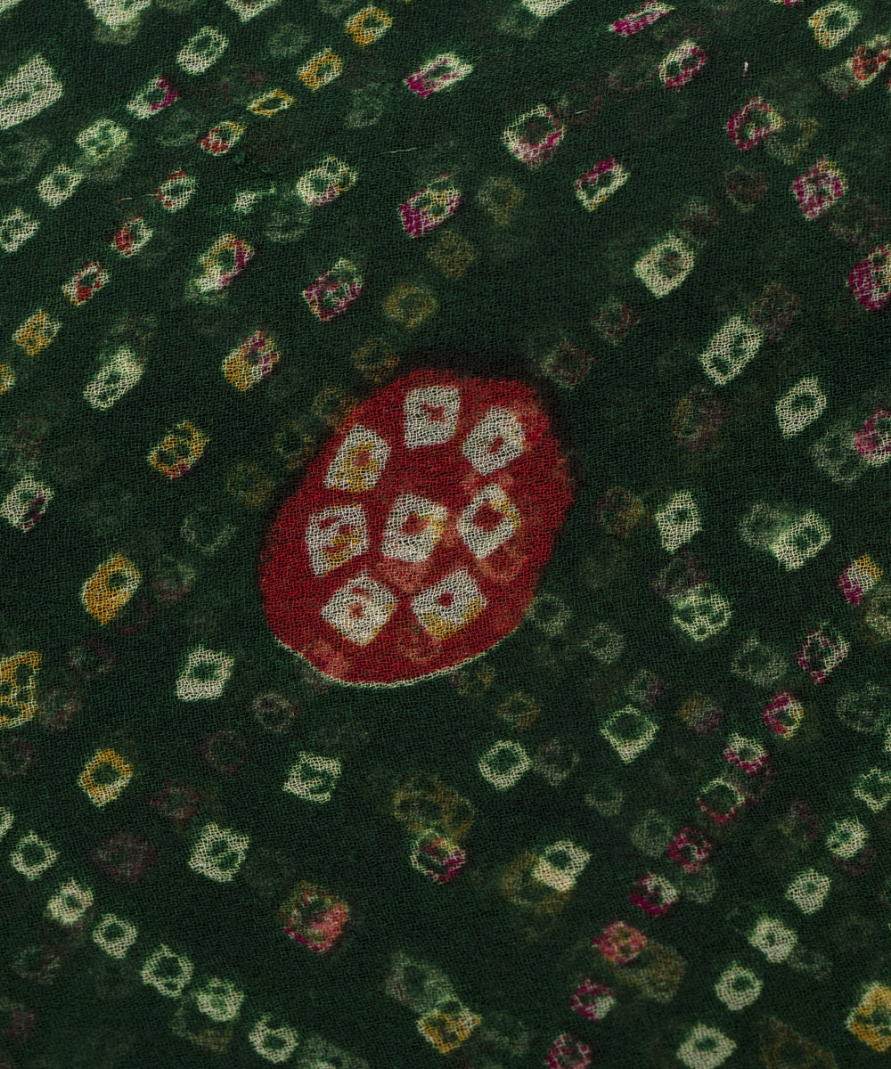 Dark Green Colour Bandhani Print Georgette Fabric