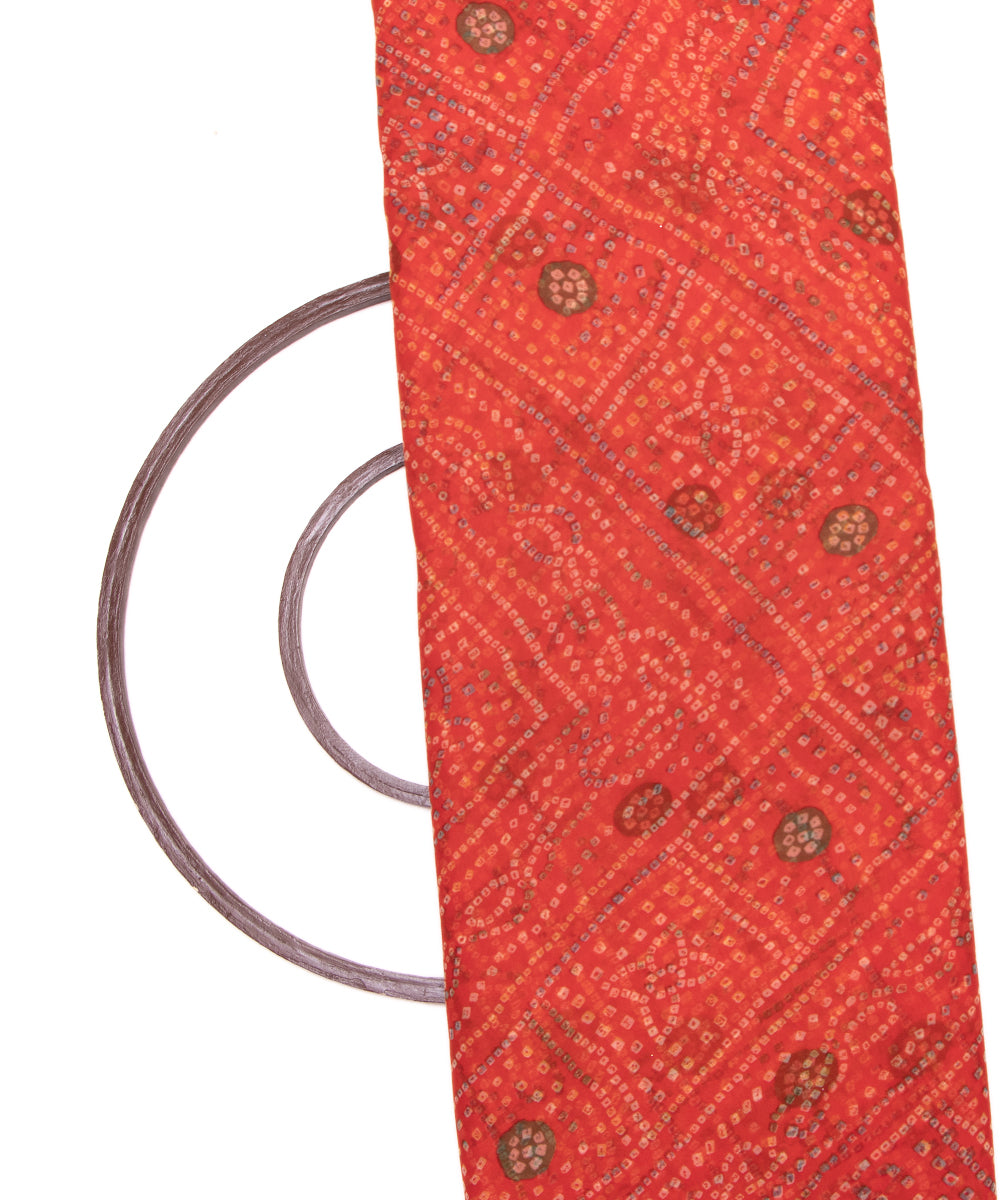 Orange Colour Bandhani Print Georgette Fabric