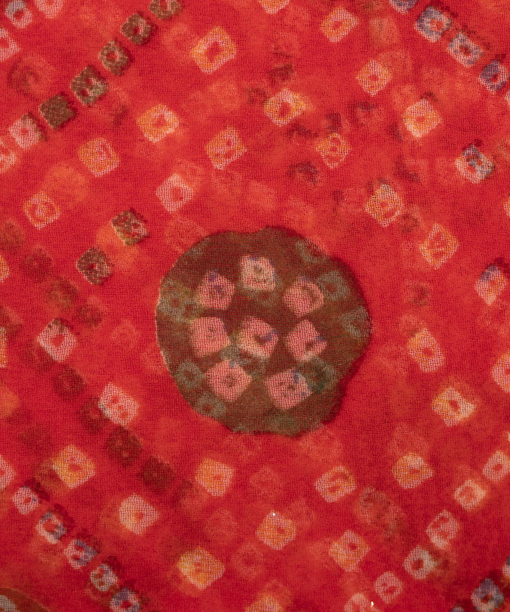 Orange Colour Bandhani Print Georgette Fabric