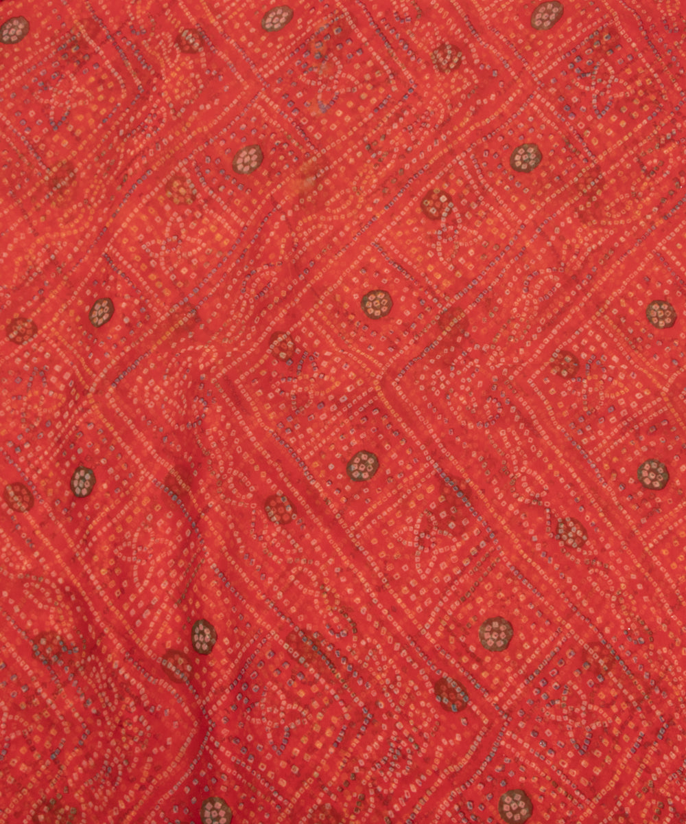 Orange Colour Bandhani Print Georgette Fabric