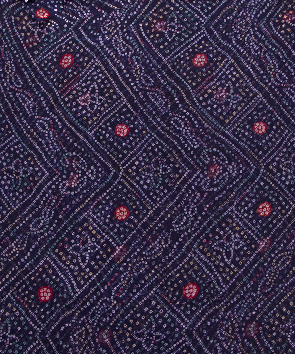 Indigo Blue Colour Bandhani Print Georgette Fabric