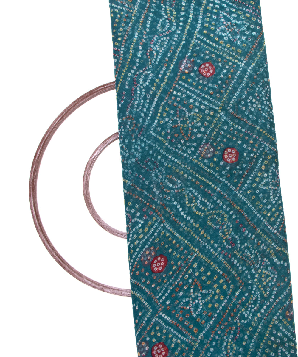 Teal Blue Colour Bandhani Print Georgette Fabric