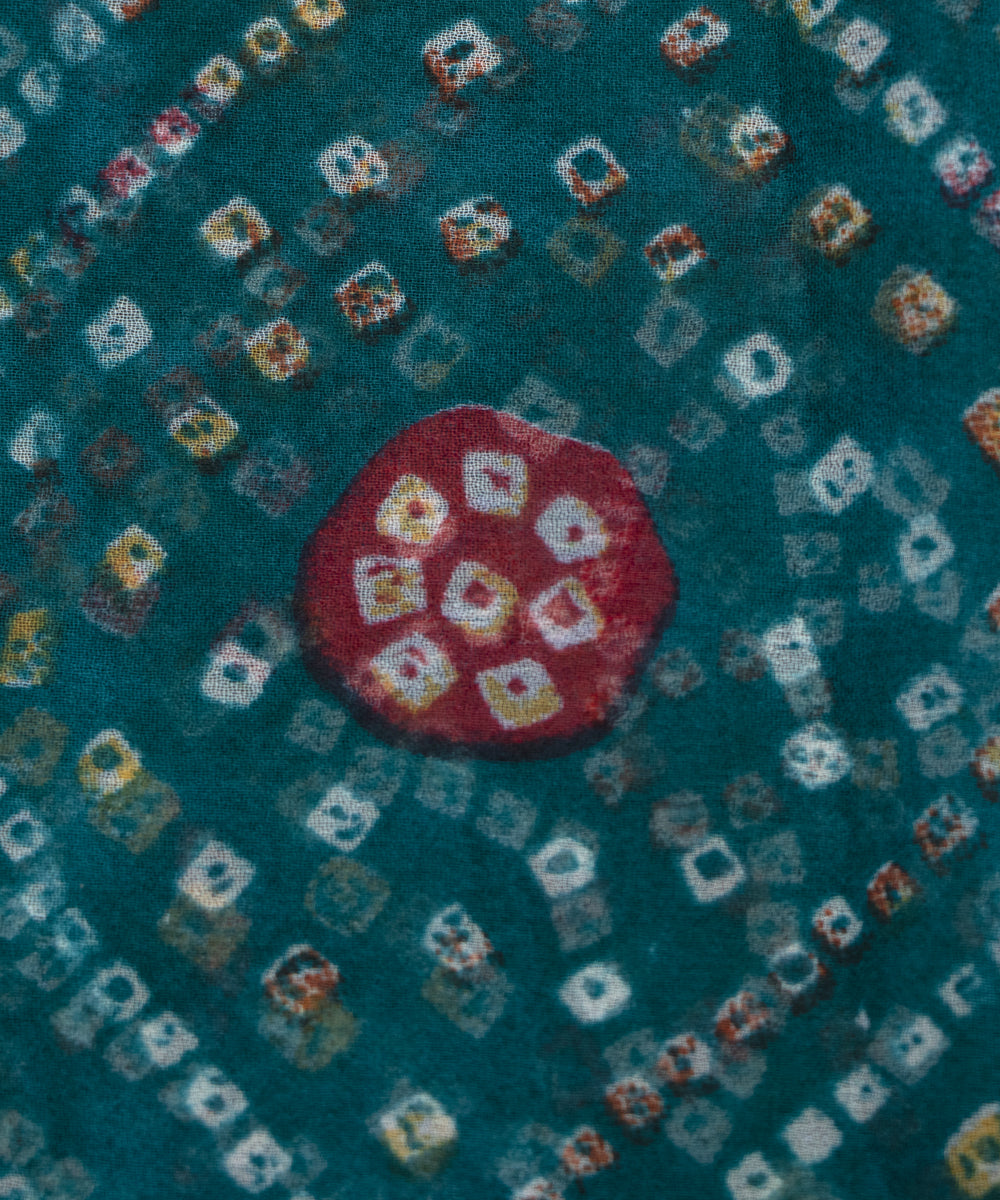 Teal Blue Colour Bandhani Print Georgette Fabric