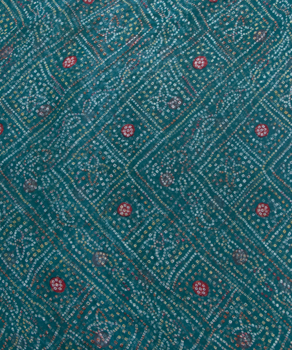 Teal Blue Colour Bandhani Print Georgette Fabric