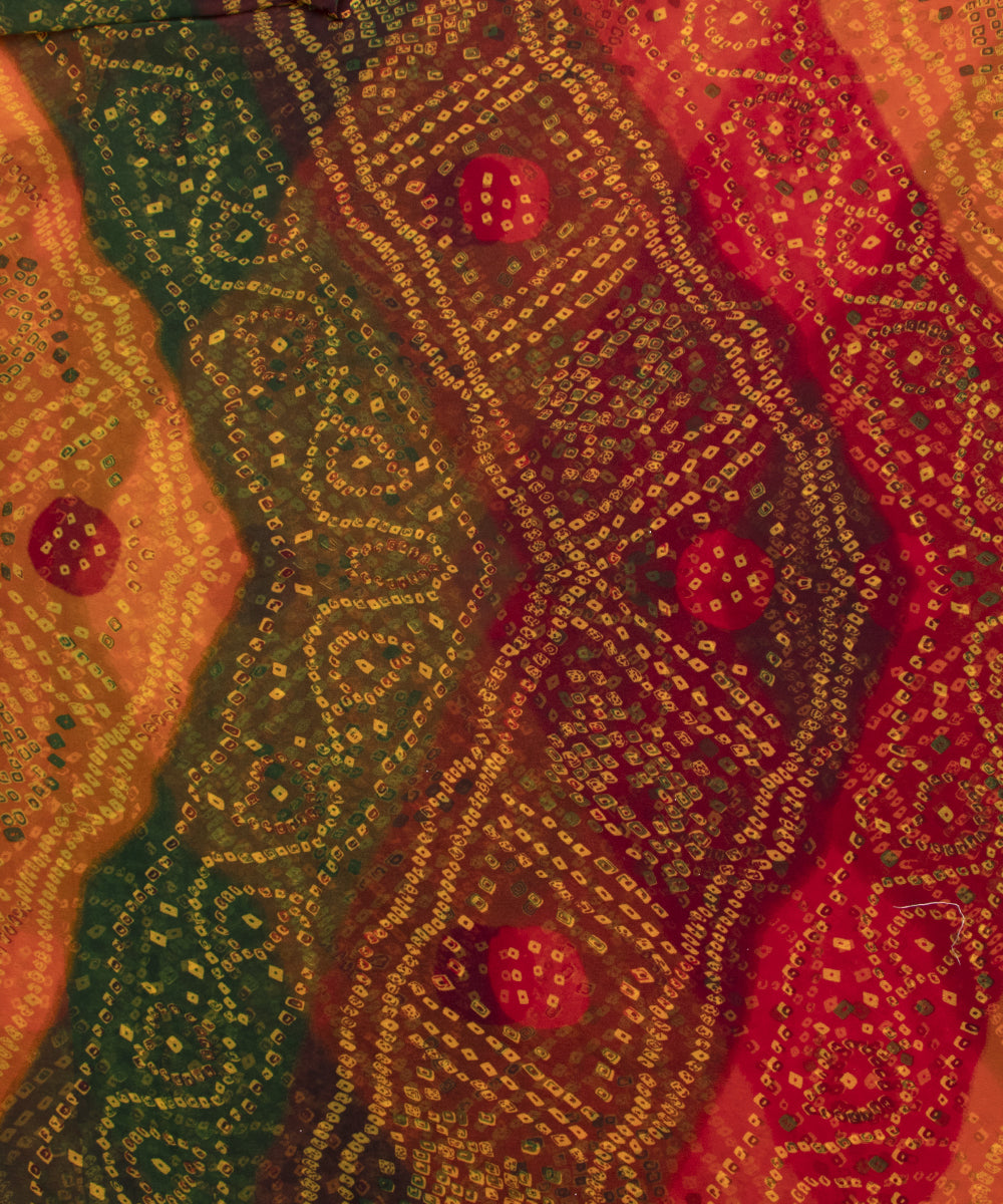 Multi Colour Bandhani Print Georgette Fabric