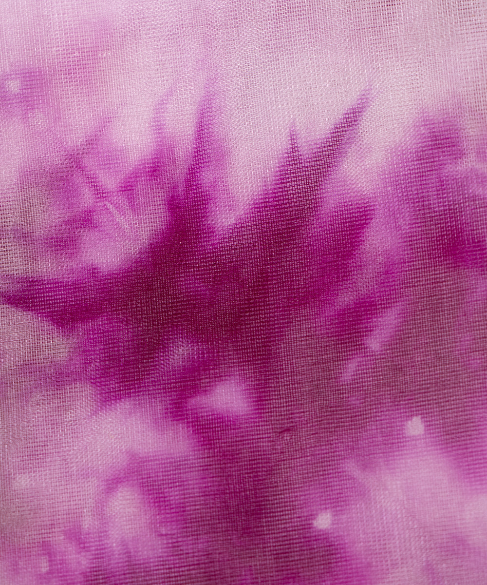 Purple Colour Tie Dye Digital Print Organza Fabric