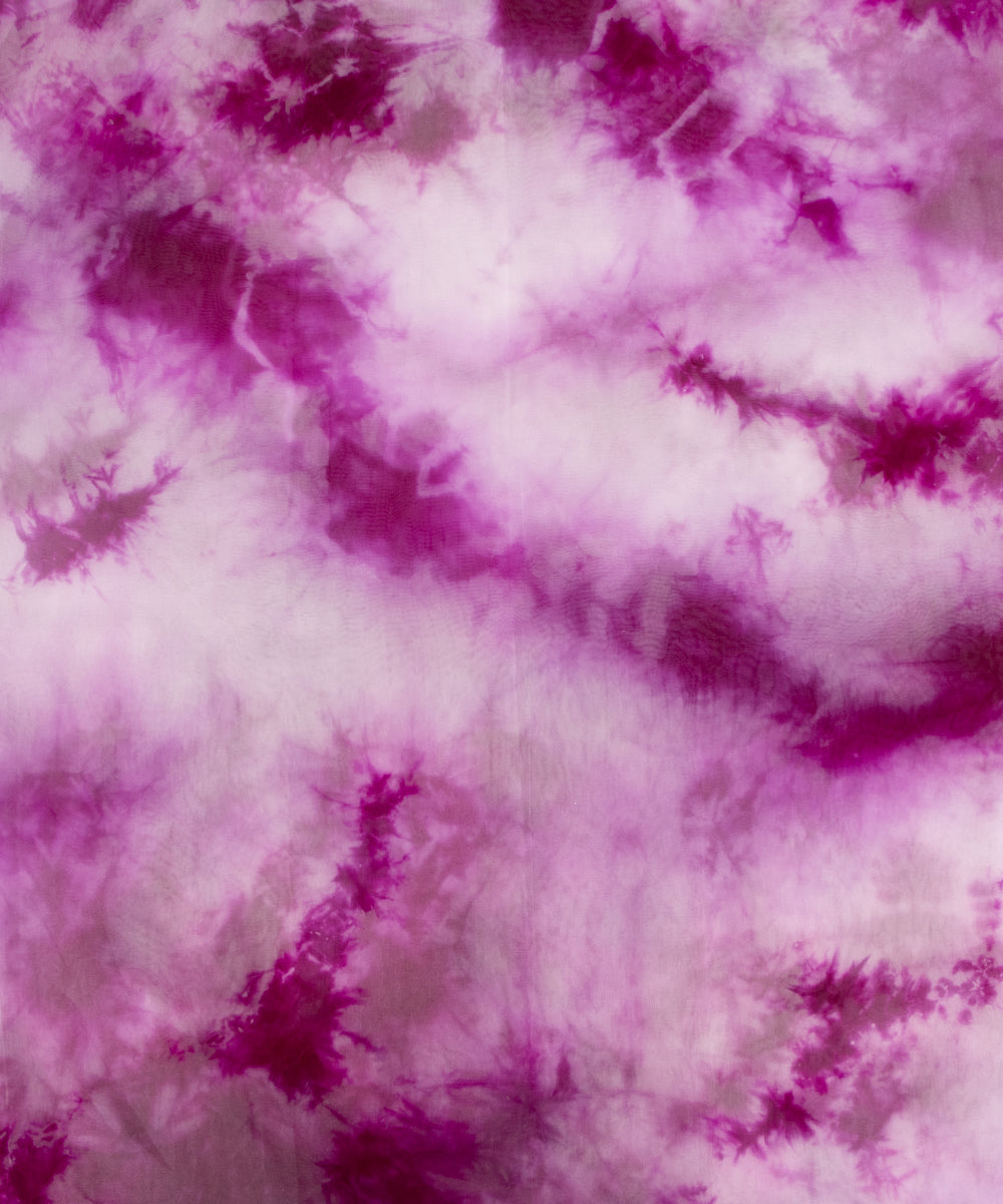 Purple Colour Tie Dye Digital Print Organza Fabric