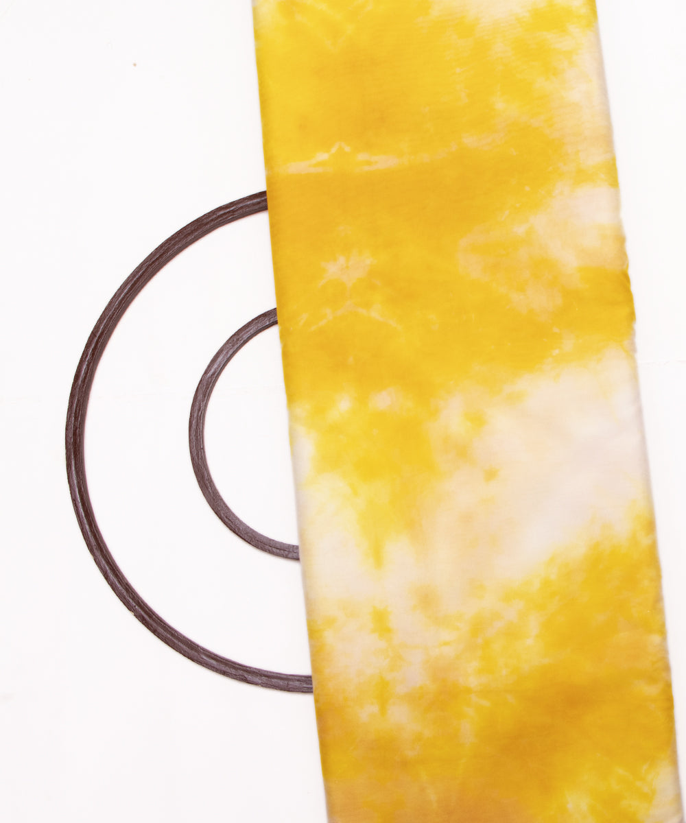 Yellow Colour Tie Dye Digital Print Organza Fabric