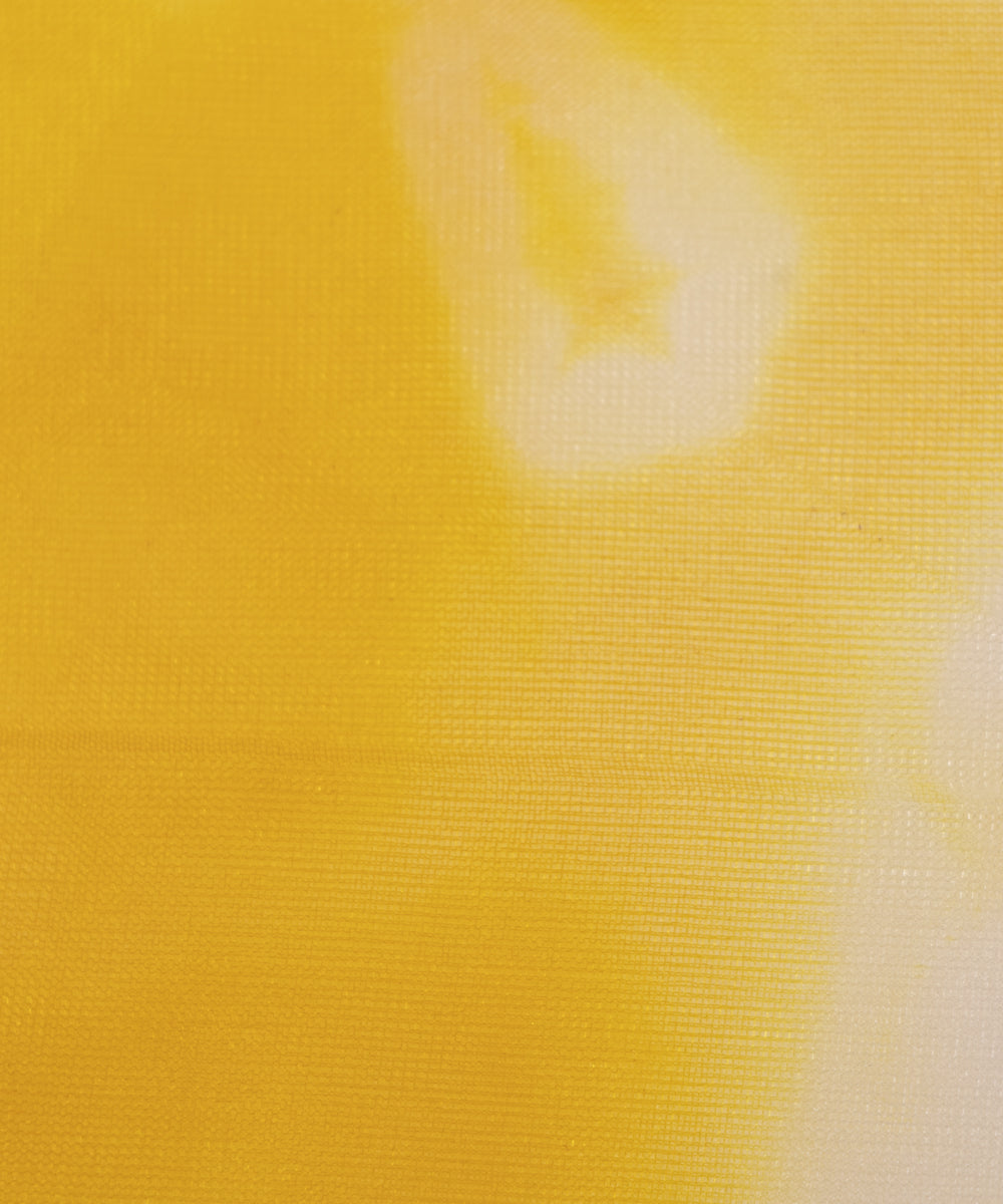 Yellow Colour Tie Dye Digital Print Organza Fabric