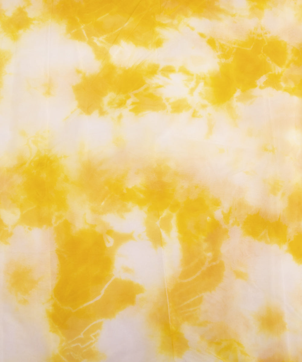 Yellow Colour Tie Dye Digital Print Organza Fabric