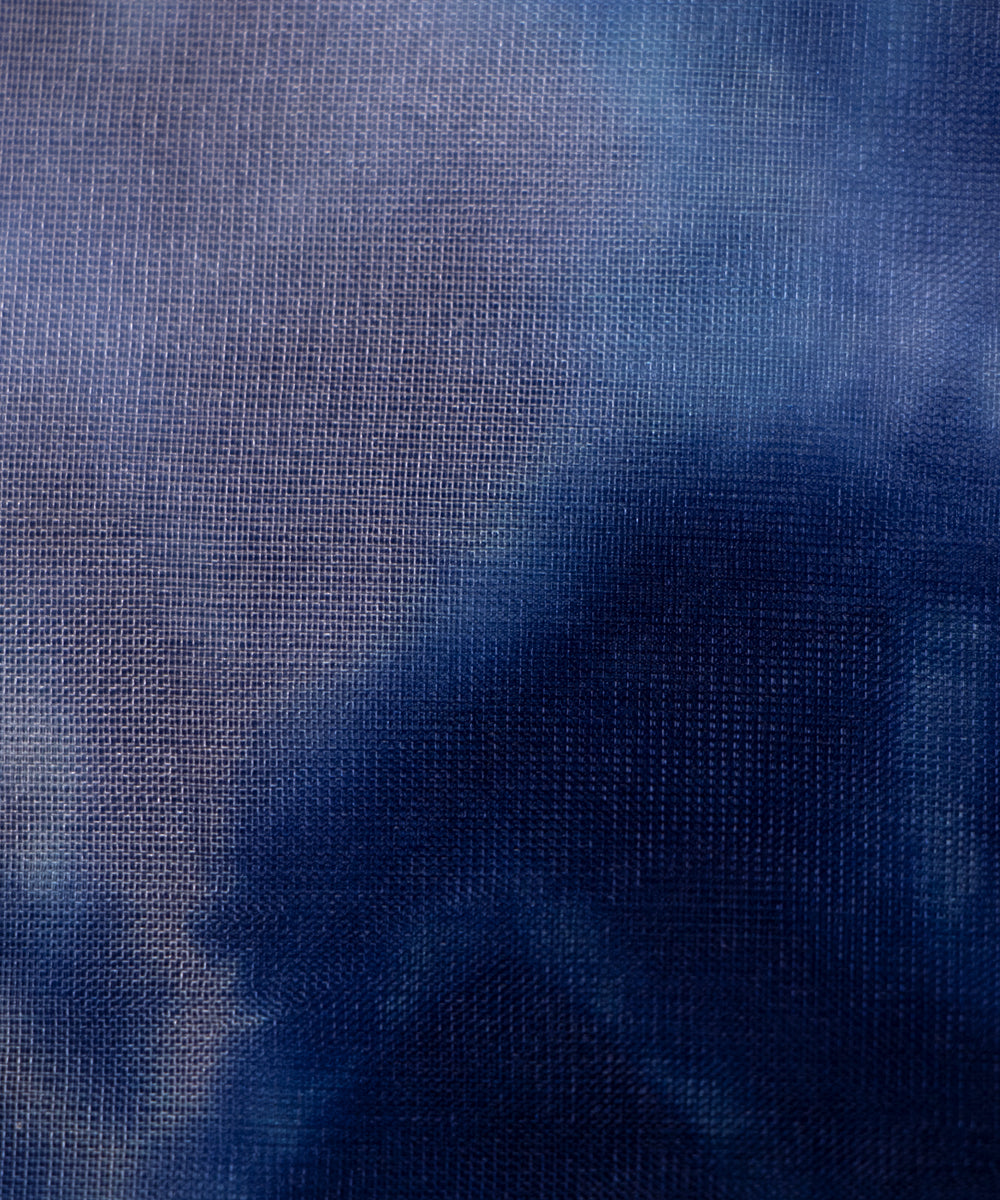 Blue Colour Tie Dye Digital Print Organza Fabric