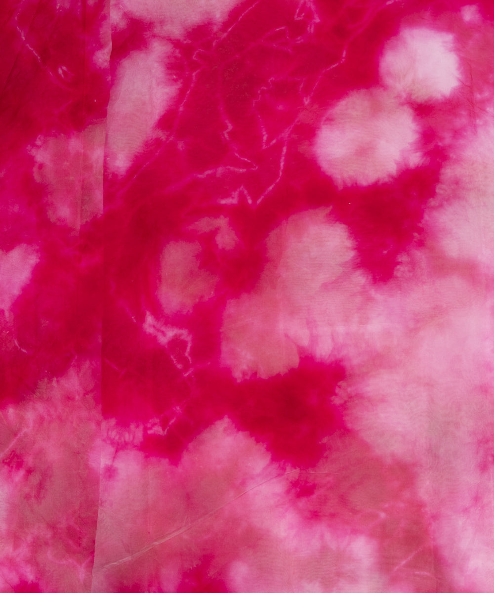 Magenta Colour Tie Dye Digital Print Organza Fabric
