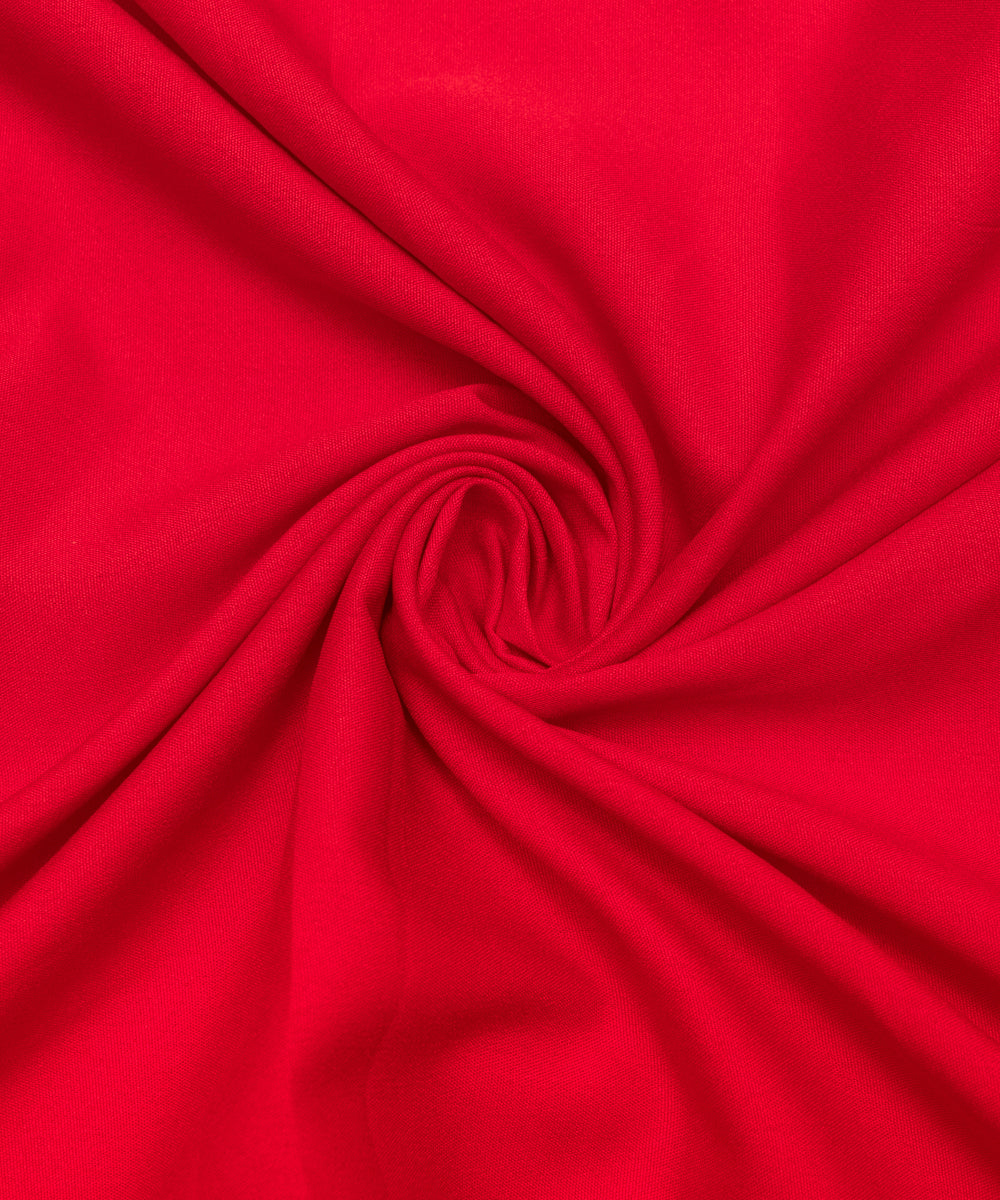 Red Colour Plain Crepe Fabric