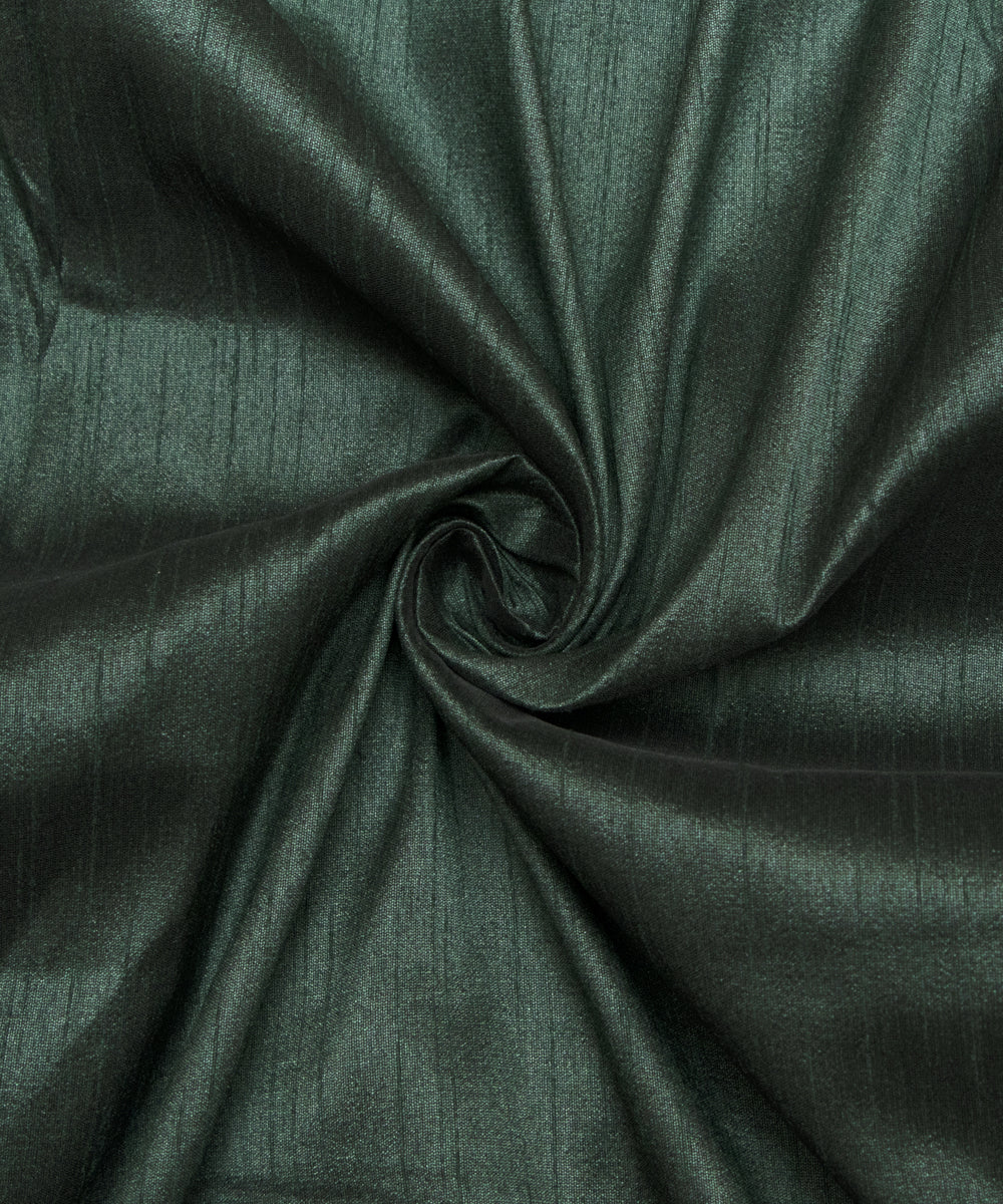 Forest Green Colour Plain Raw Silk Fabric