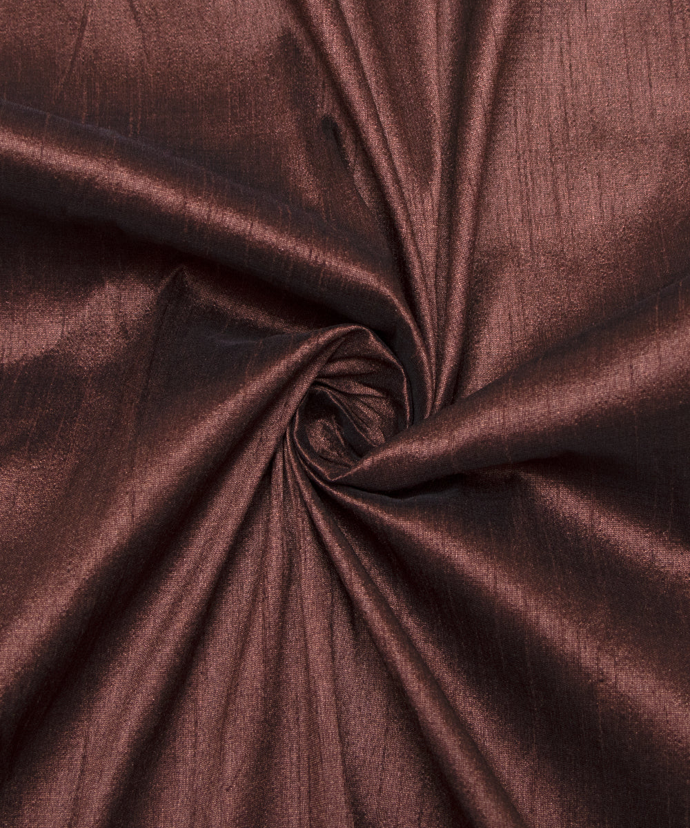Brown Colour Plain Raw Silk Fabric