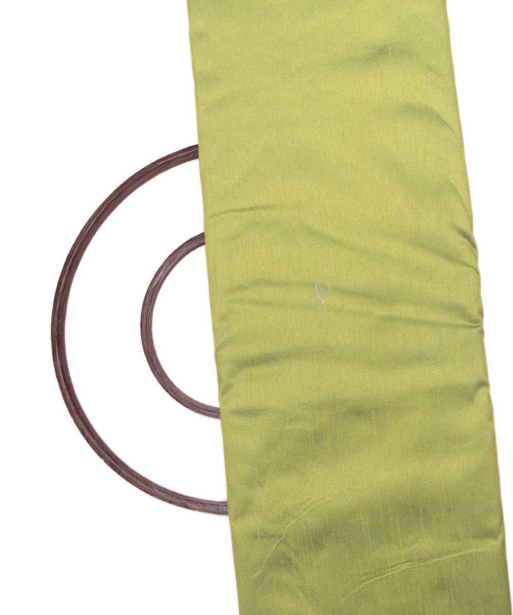 Lime Green Colour Plain Raw Silk Fabric