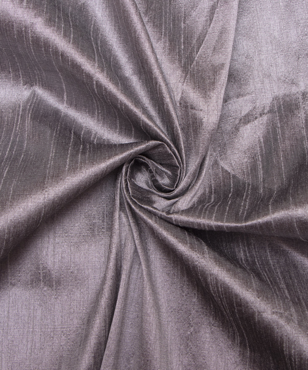 Grey Colour Plain Raw Silk Fabric