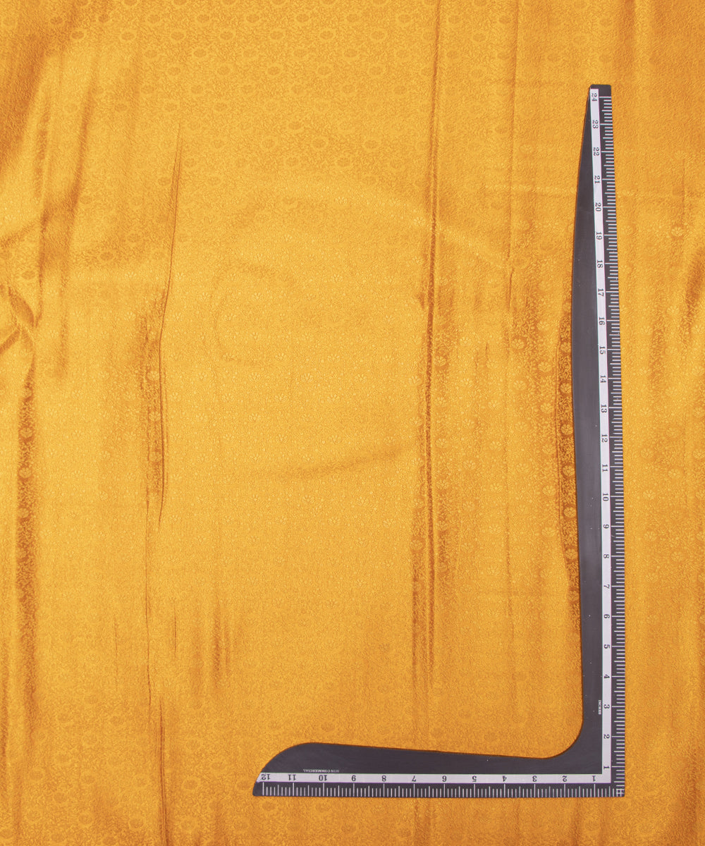 Yellow Colour Flower Design Brocade Silk Fabric