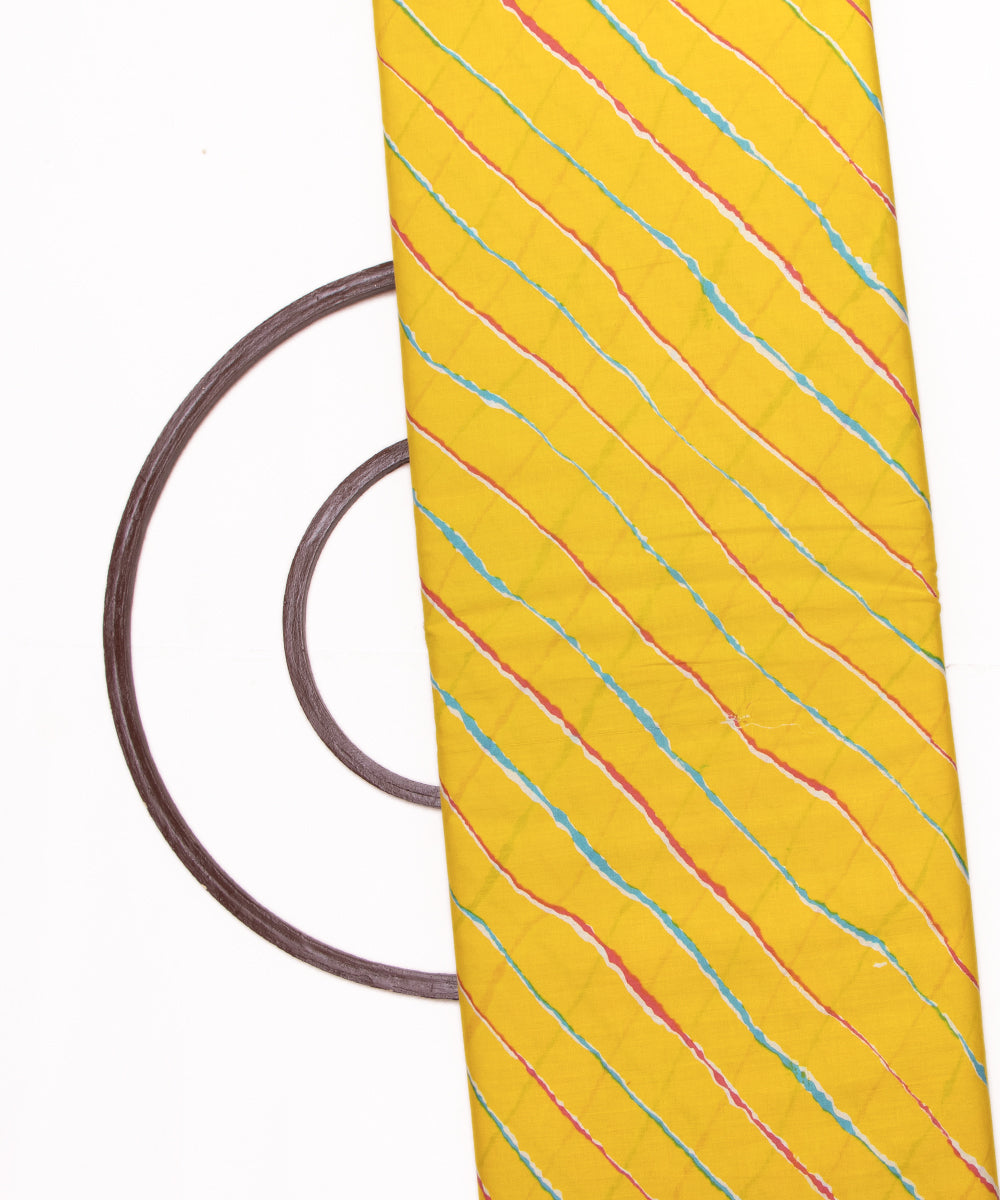 Yellow Colour Lehariya Printed Cotton Fabric