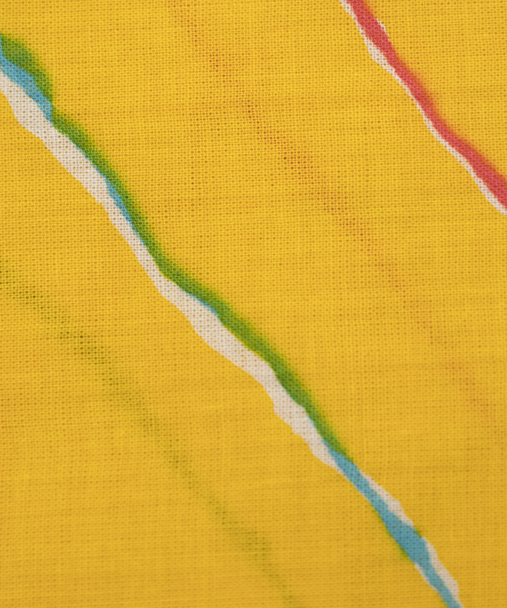 Yellow Colour Lehariya Printed Cotton Fabric