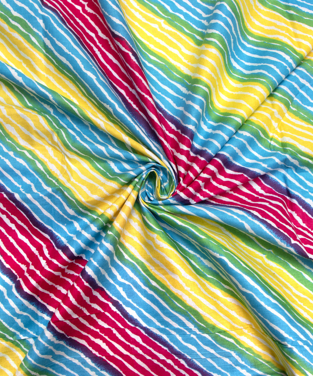 Multi Colour Lehariya Pattern Cotton Fabric
