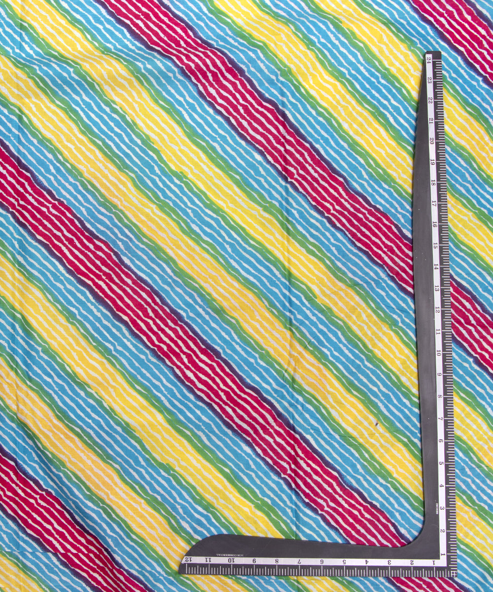Multi Colour Lehariya Pattern Cotton Fabric