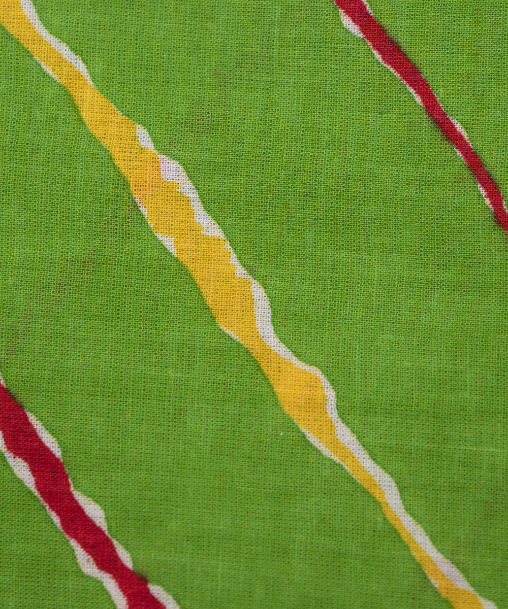 Green Colour Lehariya Printed Cotton Fabric