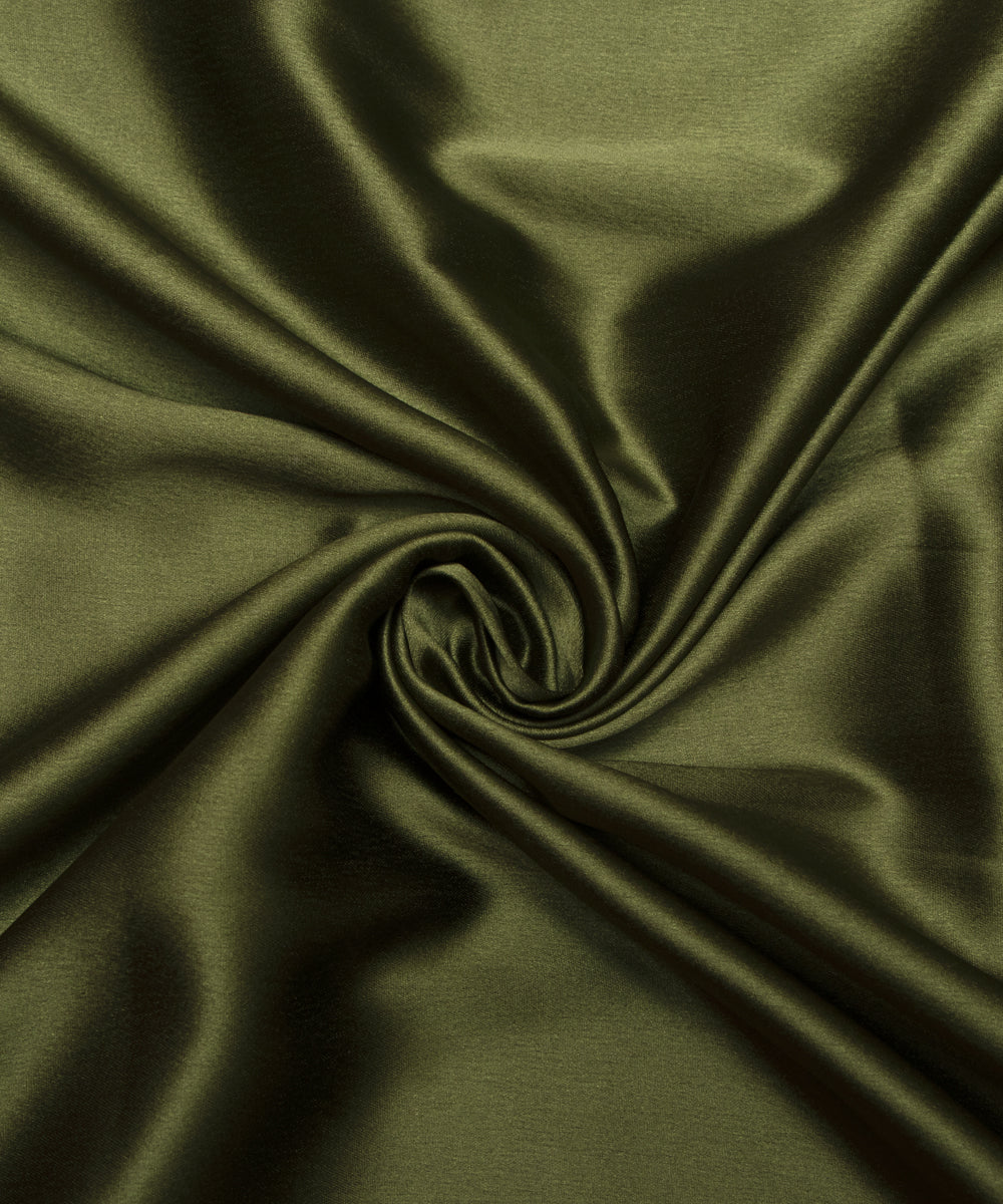 Olive Green Colour Plain Satin Fabric