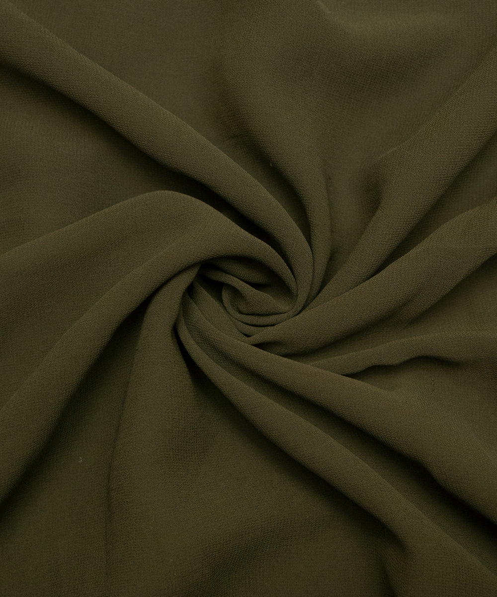 Mehandi Green Colour Plain Faux Georgette Fabric