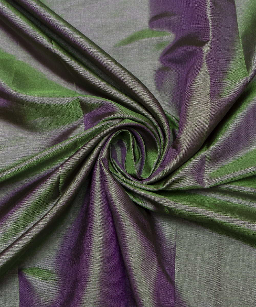 Purple Green Colour Two Tone Plain Paper Silk Fabric