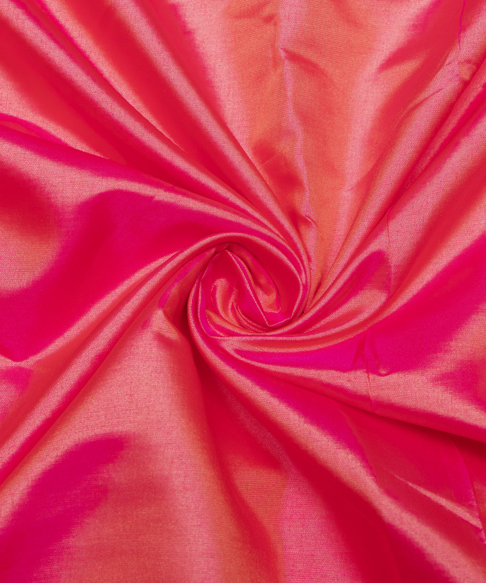 Pink Yellow Colour Two Tone Plain Paper Silk Fabric