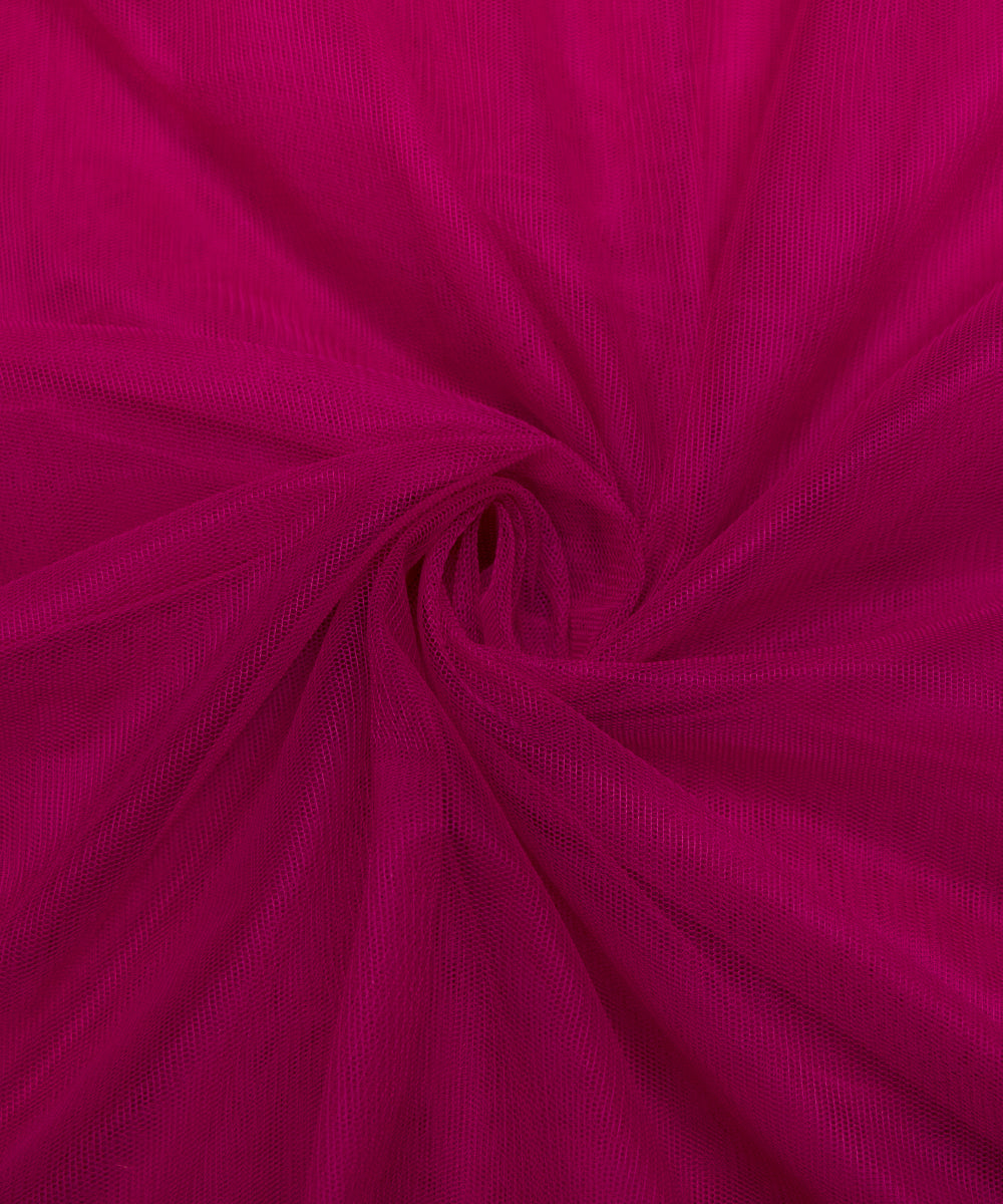 Wine Colour Plain Net Fabric