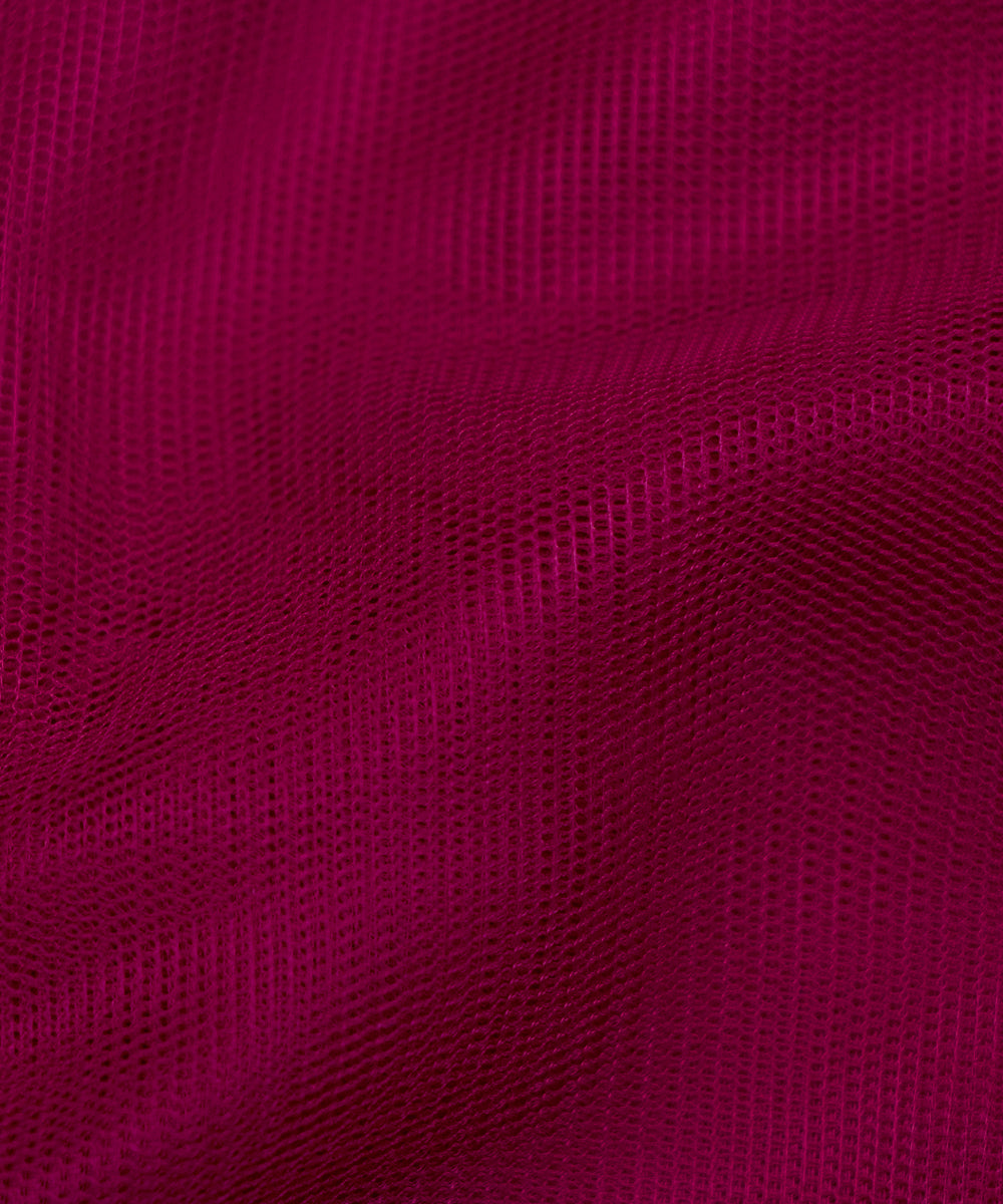 Wine Colour Plain Net Fabric