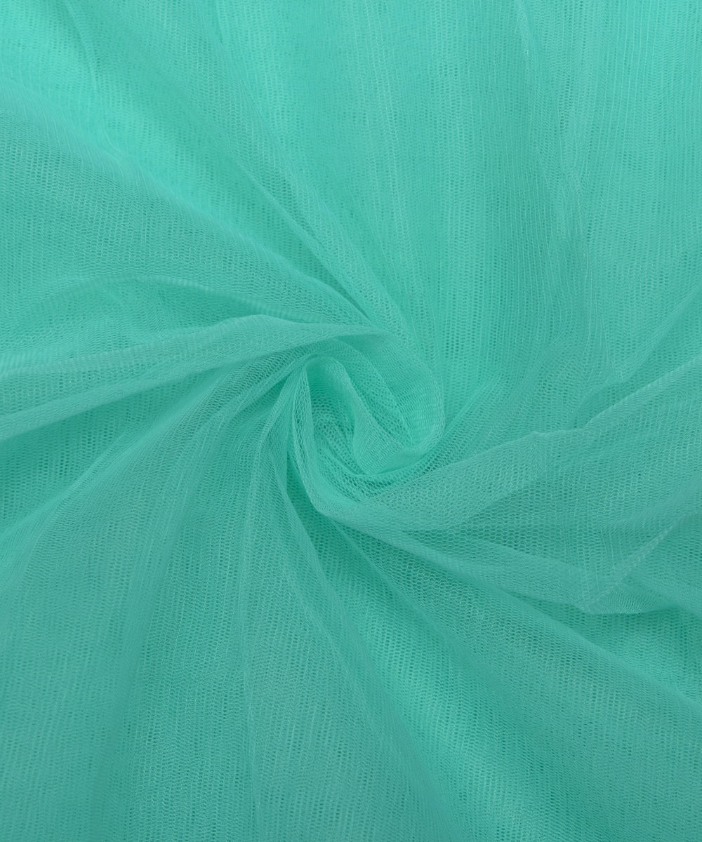 Sea Green Colour Plain Net Fabric