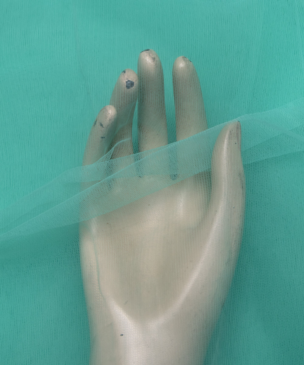 Sea Green Colour Plain Net Fabric
