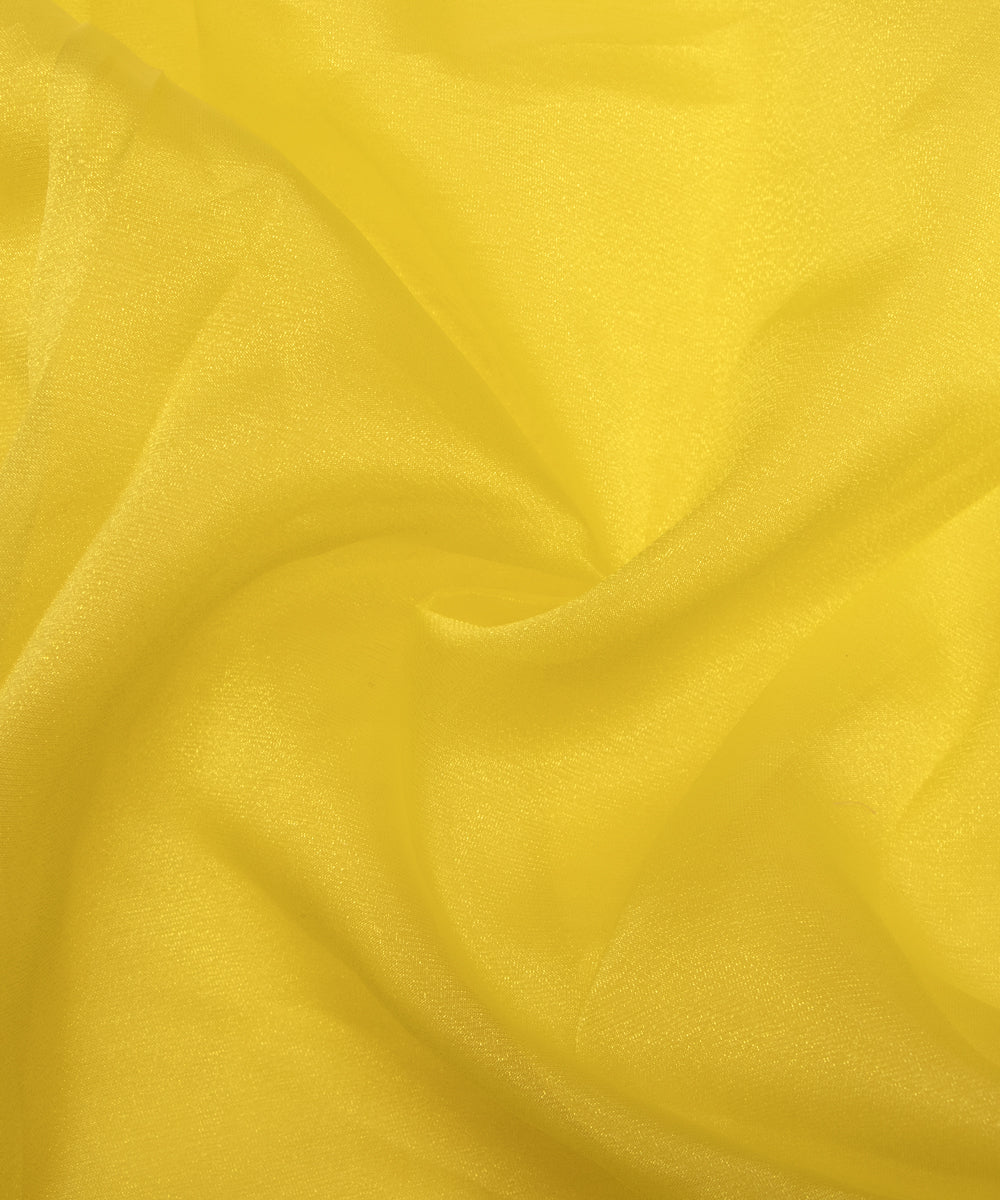 Neon Yellow Colour Plain Tissue Organza Fabric