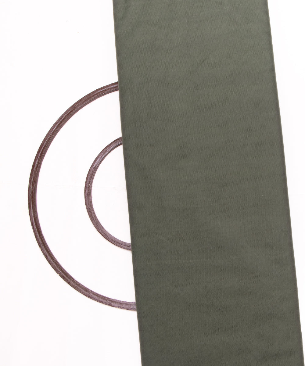 Khaki Green Colour Plain Net Fabric