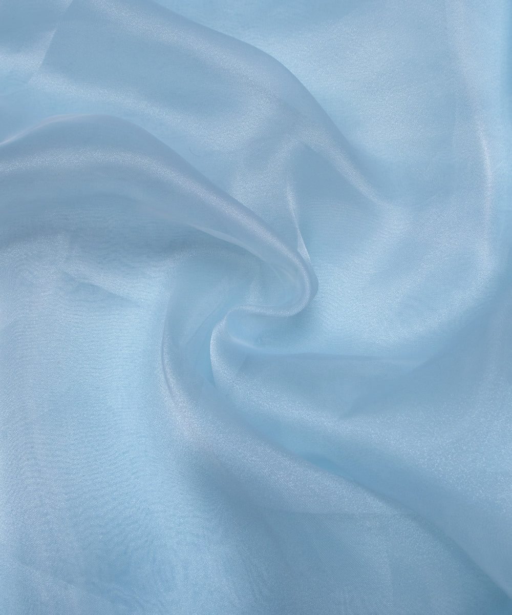 Light Blue Colour Plain Tissue Organza Fabric