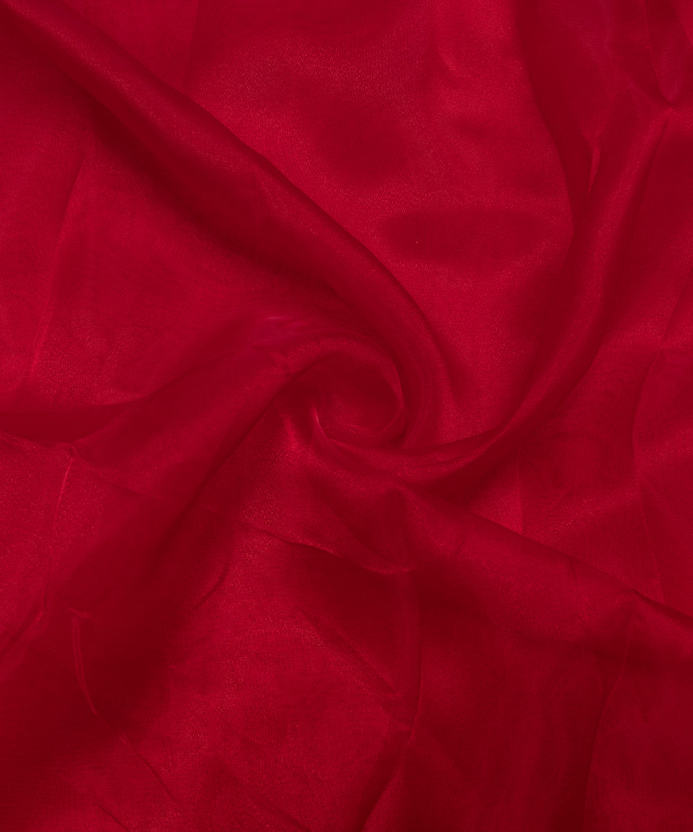 Red Colour Plain Tissue Organza Fabric