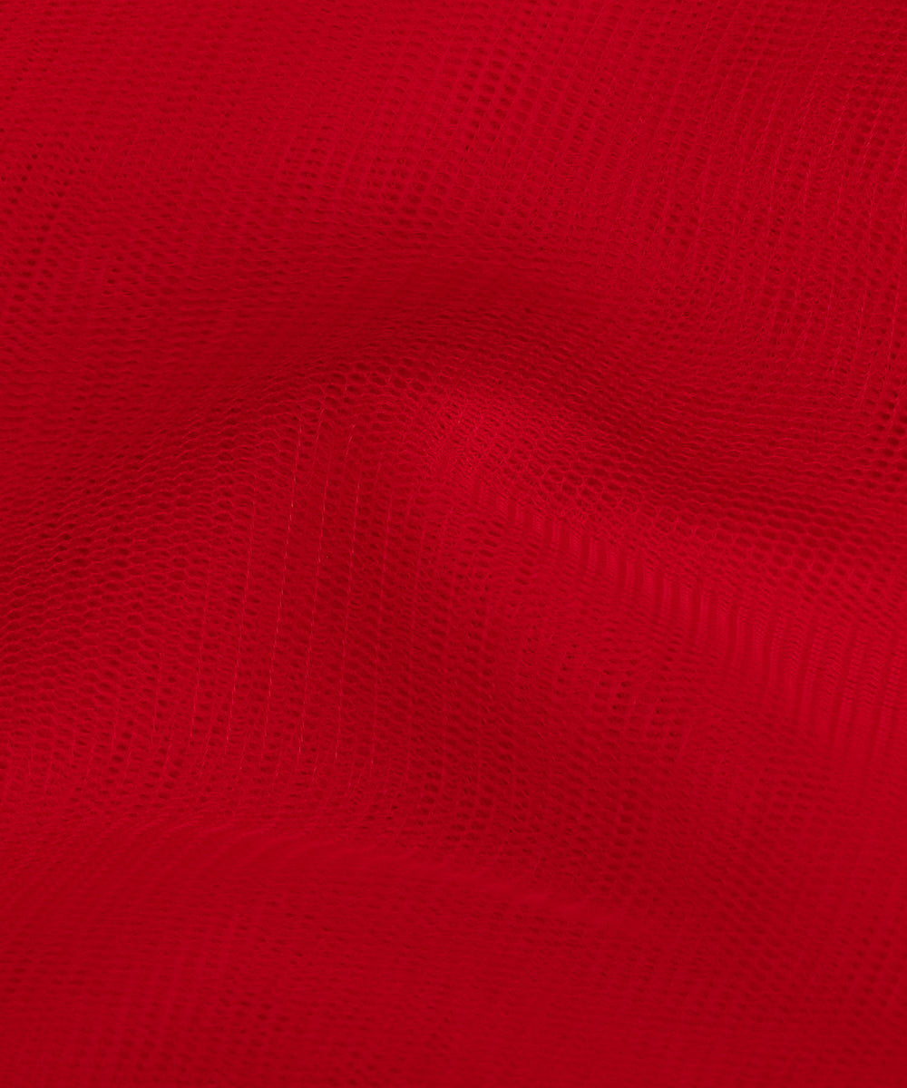 Deep Red Colour Plain Net Fabric