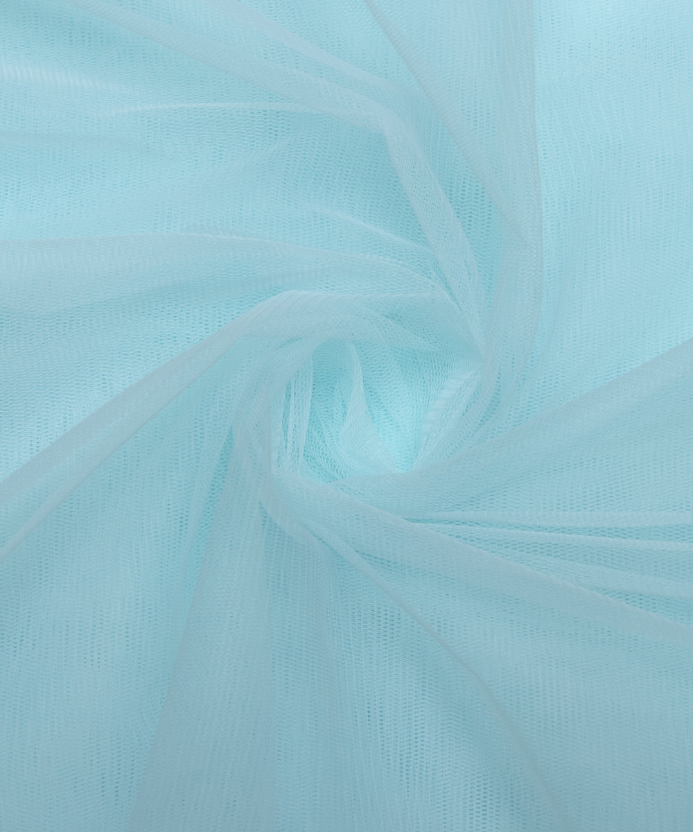 Light Blue Colour Plain Net Fabric