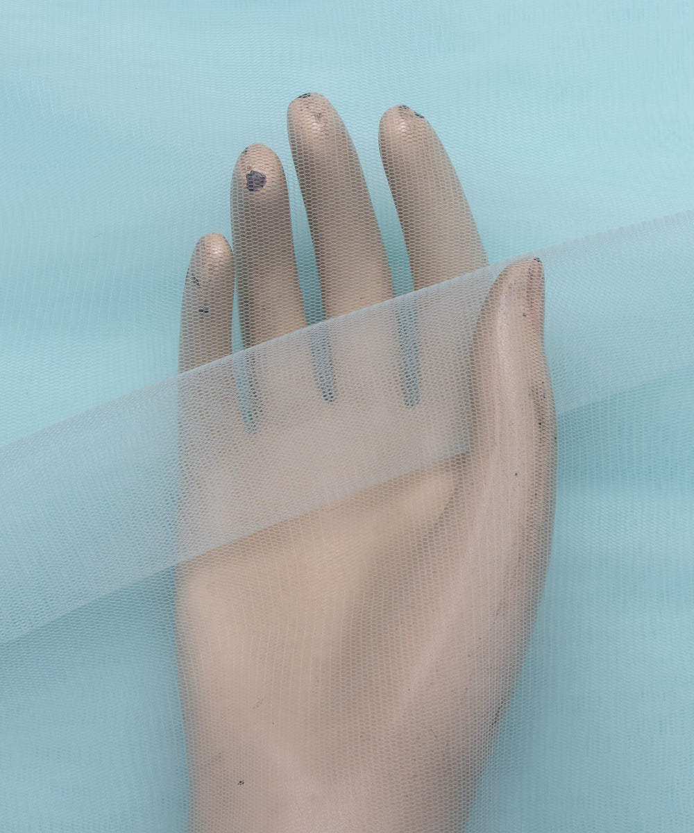 Light Blue Colour Plain Net Fabric