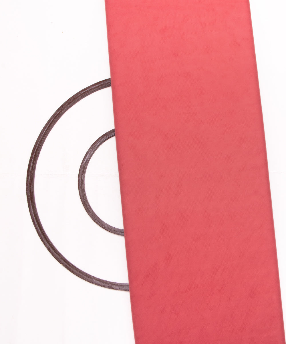 Coral Colour Plain Net Fabric